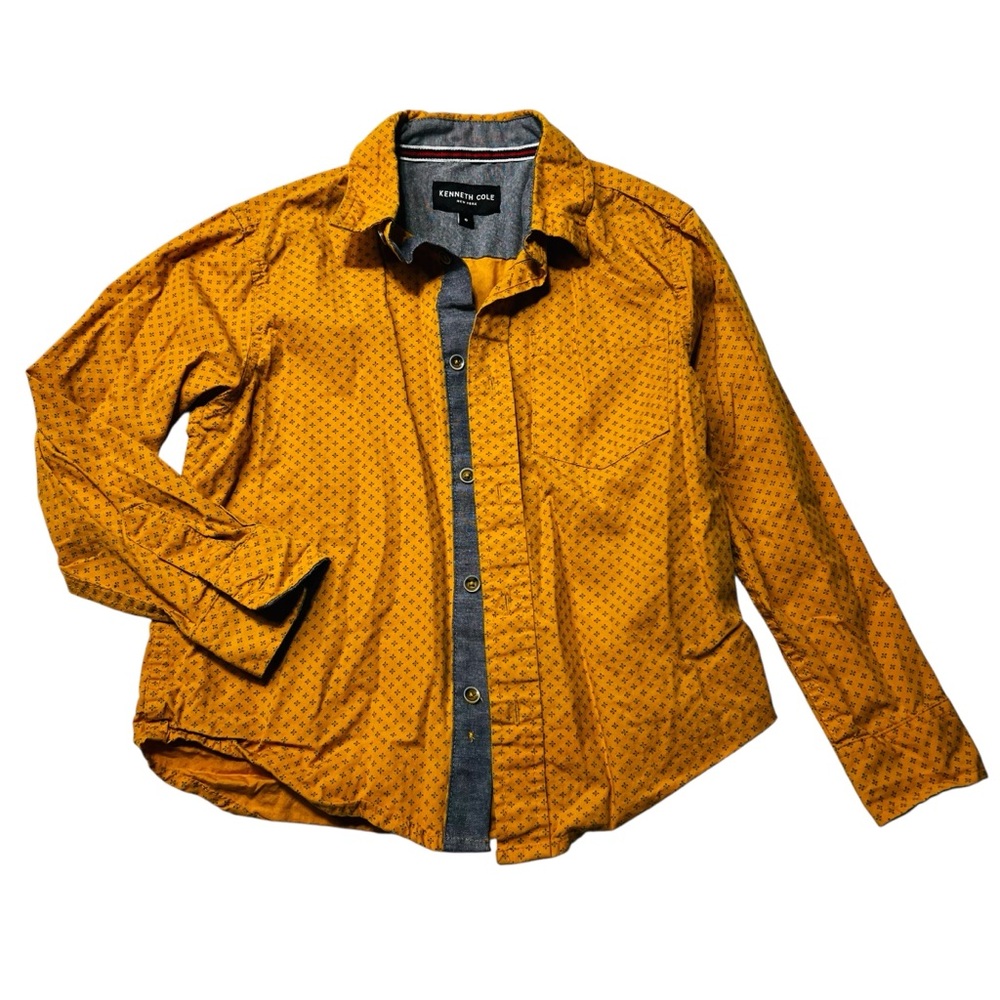 Kenneth Cole Mustard‎ Yellow Patterned Shirt